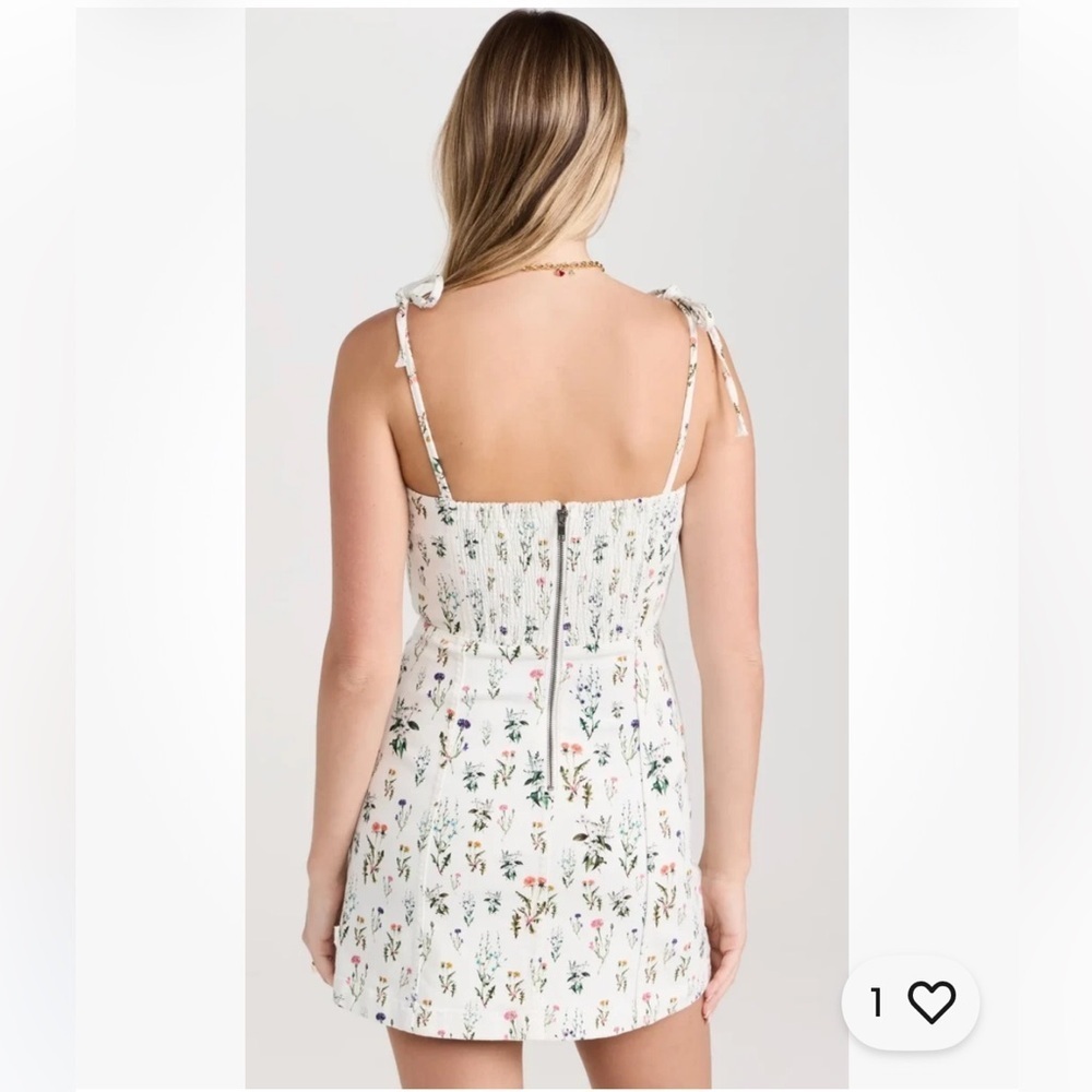 Alice + Olivia Jensen Floral Denim Spaghetti Strap Mini Dress Sz 4 - Picture 13 of 16